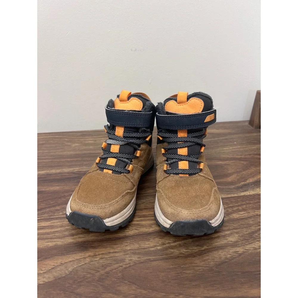 Quechua Decathlon Kids SH100 Warm Leather Snow Boots Brown Orange US 10C 8544121